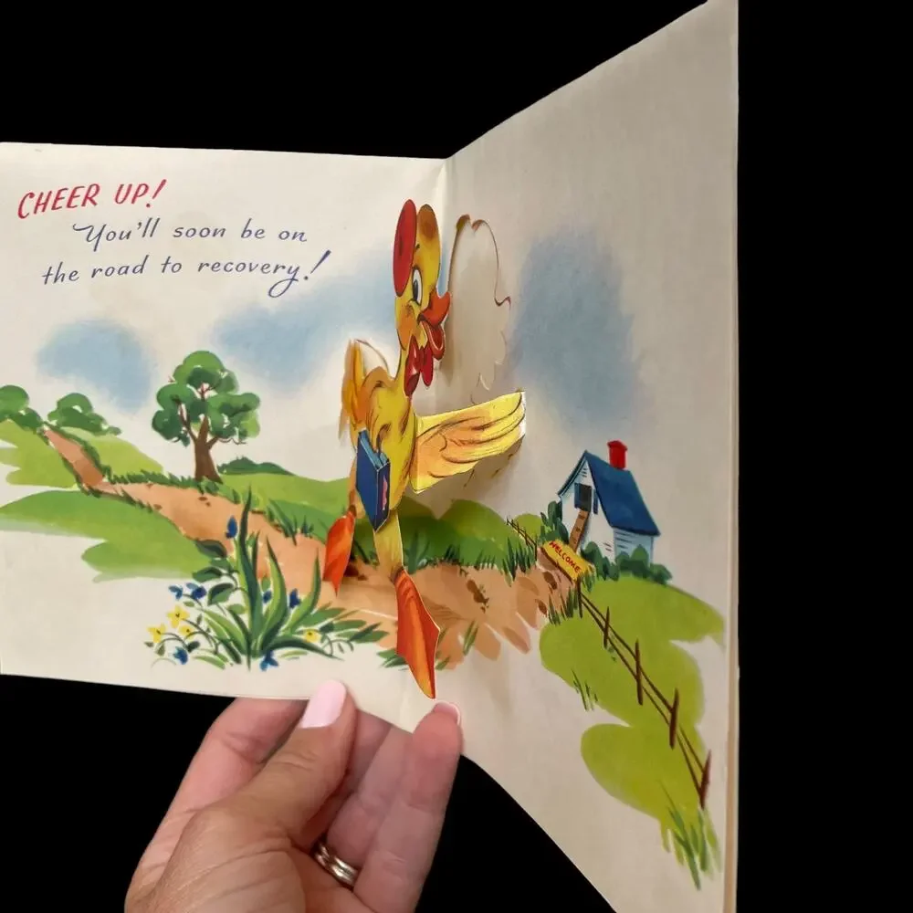 Vintage Pop Up Card Hit Parade Unused Greeting Card Get Well Illness Ephemera